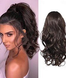 billige -hestehale extension snøre hestehale hair extensions korte bølgete falske hestehale syntetiske hårstykker for kvinner