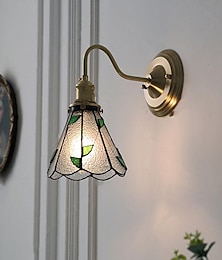 economico -applique da parete bellissima illuminazione retrò 1 luce applique da parete in vetro paralume in vetro colorato lampada da parete in bronzo lampada a braccio per soggiorno interno camera da letto
