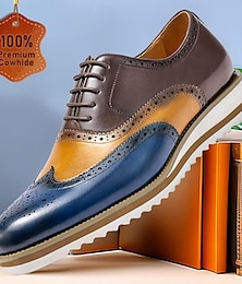 economico -Per uomo Oxford Scarpe formali Scarpe da sera Di pelle Pelle bovina pieno fiore italiana Comodo Antiscivolo Con lacci intrecciali Marrone / Blu