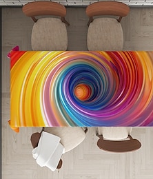 preiswerte -Rechteckige Tischdecke mit Whirlpool-Aufdruck, wasserdichte rechteckige Tischdecke für das Essen in der Küche