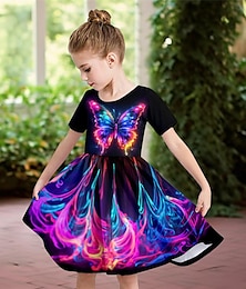 Χαμηλού Κόστους -Κορίτσια » 3D Πεταλούδα Φόρεμα Κοντομάνικο 3D εκτύπωση Καλοκαίρι Καθημερινά Αργίες Καθημερινό Πανεμορφη Παιδιά 3-12 χρόνια Καθημερινό φόρεμα Φόρεμα σκέιτερ Πάνω από το Γόνατο Πολυεστέρας Κανονικό