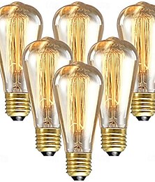 abordables -6 pièces / 3 pièces 40 W E26 / E27 ST64 Jaune chaud 2200 k Intensité Réglable / Rétro / Décorative Ampoule à incandescence Vintage Edison 220-240 V