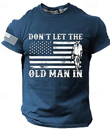 cheap -Graphic American Flag Old Man Retro Vintage Casual Street Style Men's 3D Print T shirt Tee Sports Outdoor Holiday Going out T shirt Black Green Dark Blue Short Sleeve Crew Neck Shirt Spring & Summer