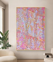 preiswerte -handgemaltes abstraktes rosafarbenes Blumenölgemälde auf Leinwand, handgefertigtes Blumenölgemälde, Wandkunst, Gemälde, moderne Malerei, Frühlingskunstwerk, Wanddekoration für Wohnzimmer,