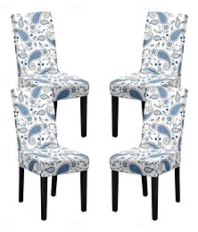 economico -set da 4 pezzi per sedia da pranzo in spandex elasticizzato, fodera protettiva per sedia elasticizzata con motivo floreale fodera per sedile con elastico per sala da pranzo, matrimonio, cerimonia,