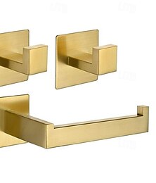 economico -set accessori bagno autoadesivi in acciaio inox - porta asciugamano, porta carta igienica, appendiabiti - kit accessori bagno senza trapano con colla adesiva