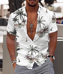 preiswerte -Tropical Coconut Tree Herren Resort Hawaiian 3D Printed Shirt Button Up Kurzarmhemd Sommer Strand Aloha Shirt Urlaub Tägliches Tragen S bis 3XL