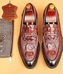 billiga -herr loafers brunt krokodilmönster läder vintage
