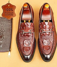 economico -Mocassini da uomo in vera pelle con motivo coccodrillo e puntale in metallo – scarpe eleganti slip-on di lusso per lavoro, matrimoni e occasioni formali