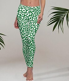 billiga -Dam Damasker Vitklöver Klöver Ankellång Elastisk Medium Midja Mode Streetwear St Patricks Day Grön S M Alla årstider