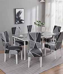 economico -set da 4/6 pezzi per sedia da pranzo in spandex elasticizzato, fodera protettiva per sedia elasticizzata con stampa geometrica, fodera per sedile con elastico per sala da pranzo, matrimonio,