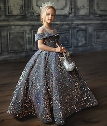 Χαμηλού Κόστους -Παιδιά Κοριτσίστικα Φόρεμα για πάρτυ Συμπαγές Χρώμα Αμάνικο Επίδοση Γάμου Δίχτυ Πριγκίπισσα Γλυκός Δίχτυ Μέχρι τη μέση της γάμπας Φόρεμα σε ευθεία γραμμή Φόρεμα τούλι Φόρεμα για κορίτσια λουλουδιών