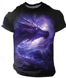 cheap -Graphic Animal Dragon Designer Casual Subculture Men's 3D Print T shirt Tee Sports Outdoor Holiday Going out T shirt Blue Sky Blue Red & White Short Sleeve Crew Neck Shirt Spring & Summer Clothing