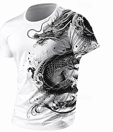 cheap -Graphic Animal Dragon Retro Vintage Casual Subculture Men's 3D Print T shirt Tee Sports Outdoor Holiday Going out T shirt White Purple Brown Short Sleeve Crew Neck Shirt Spring & Summer Clothing