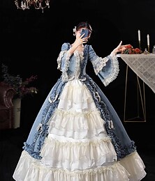 abordables -Gothique Victorienne Médiéval Robe Costume de fête Robe de Bal Princesse Shakespeare Mariée Couleur Unie Robe de bal Femmes Halloween Carnaval Saint-Valentin Mariage Soirée Mascarade Adolescent Adulte