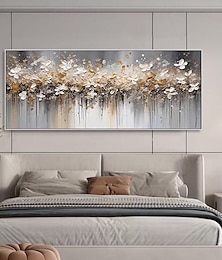 cheap -Handmade Oil Painting Canvas Wall Art Decoration Abstract F lowers Horizontal Bed Decoration Painting for Bedroom for Home Decor Rolled Frameless Unstretched Painting