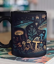 abordables -Magic Mushroom Mug, Mushroom Mug, Black Mushroom Coffee Cup, Novelty Coffee Mugs, Cute Bioluminescent Mushroom Gifts, Gifts For Mushroom Lovers