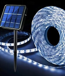 abordables -Bande lumineuse solaire d'extérieur, 5m-300led, étanche, pour cour extérieure, clôtures, décoration de jardin, lumières d'arbre, 1 pièce