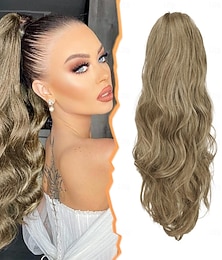 ieftine -clemă extensie coadă de cal clemă lungă ondulată cu gheare în coadă de cal extensii de păr coadă de cal blond maro posturi sintetice coadă de cal pentru femei fete petrecere zilnică