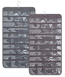 abordables -sac organisateur de bijoux suspendu avec 80 poches - crochet rotatif double face pour colliers, boucles d'oreilles, pochette de présentation murale anti-poussière pour accessoires