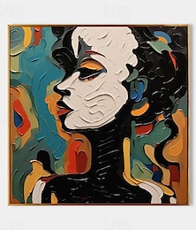 billiga -handmålad abstrakt mänskligt ansikte palettmålning handgjord canvaskonst vacker abstrakt kvinna palett kniv målning väggkonst kvinna textur oljemålning