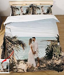ieftine -Set de lenjerie de pat imprimat husă de pilota cu fotografii personalizate Cadou personalizat pentru dormitor pentru prieteni, iubitori cadouri personalizate