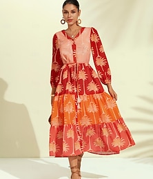 abordables -robe midi à fleurs et franges à col en V