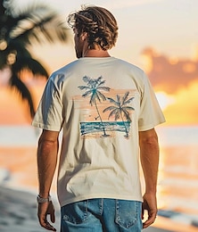 preiswerte -Herren Grafik Kokospalme T Shirt T-Shirt Kurzarm T-Shirt Rundhalsausschnitt Hemd Mode Outdoor Lässig Straße Lässig Täglich Beige Frühling & Sommer Bekleidung S M L XL XXL