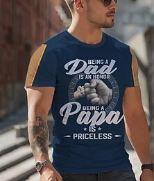 cheap -Being a Dad Is an Honor Hand Daily Designer Retro Vintage Men's 3D Print T shirt Tee Tee Top Sports Outdoor Holiday Going out T shirt Navy Blue Short Sleeve Crew Neck Shirt Spring & Summer Clothing