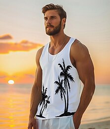 cheap -Graphic Conch Fashion Outdoor Casual Men's 3D Print Tank Top Vest Top Undershirt Street Casual Daily T shirt White Blue Sleeveless Crew Neck Shirt Spring & Summer Clothing Apparel S M L XL XXL 3XL