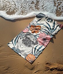 billige -sandtett badehåndkle mykt dekke teppe tropisk mops stor 3d print mønster håndkle badehåndkle strandlaken teppe klassisk 100% mikrofiber komfortable tepper