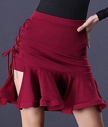 ieftine -Dans Latin Dans de Societate Fuste Cordon Elastic Volane Culoare Pură Pentru femei Performanță Antrenament Înalt Spandex
