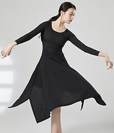 voordelige -Latijnse dans Ballroomdansen Kleding Pure Kleur Dames Prestatie Feest Lange mouw Hoog Synthetische zijde