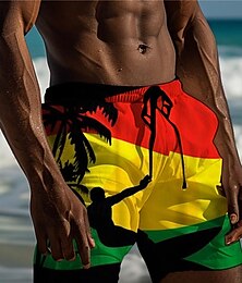 billiga -Herr Färgblock Badshorts Boardshorts Medium Midja Semester Hawaiisk Resort stil Semester Helgdag Strand Snörning med meshfoder Elastisk midja Designer Kläder
