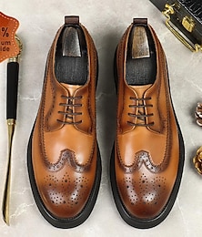 economico -scarpe derby full brogue da uomo in scarpe eleganti in pelle premium marrone cognac