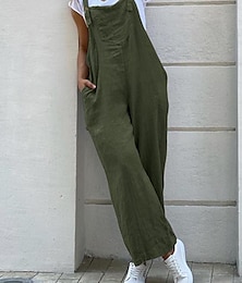 abordables -Mujer Normal Mono Ropa de calle Color sólido Sin Mangas Escote Cuadrado Bolsillo Calle Diario Ajuste regular Negro Verde Trébol Gris Verano