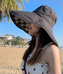 economico -Per donna Cappello Cappelli da pescatore Cappello da sole Portatile Protezione solare Esterno Strada Fine settimana Tinta unita A quadri Colore puro