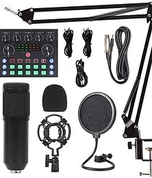 billiga -komplett podcast studiopaket bm800 kondensator mikrofon v8s ljudgränssnitt flexibla strömalternativ överlägsen volymkontroll