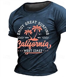 cheap -Enjoy Great Surfing Coconut Tree Vintage Men's 3D Print T shirt Tee Tee Top Sports Outdoor Holiday Going out T shirt Navy Blue Army Green Dark Gray Short Sleeve Crew Neck Shirt Spring