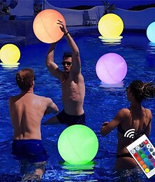 preiswerte -LED-Pool-Schwimmlicht, 40 cm, leuchtender Ball, aufblasbarer Leuchtball, LED, tauchfähiges LED-Licht, 16 RGB-Ball, Dekoration mit Farbschalter für Schwimmbad, Strand, Whirlpool, Teich