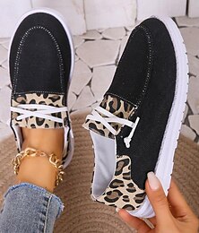 cheap -Women's Slip-Ons Plus Size Slip-on Sneakers Outdoor Daily Flat Heel Round Toe Casual Comfort Cloth Lace-up Black