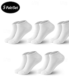 abordables -Hombre Paquete de 5 Paquetes múltiples Calcetín Calcetas Calcetines para correr Calcetines informales Calcetines Invisibles Calcetería Negro Blanco Color Plano Deporte Casual Diario Básico Medio