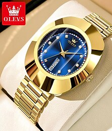 Χαμηλού Κόστους -olevs γυναικεία ρολόγια πολυτελείας χρυσό μεγάλο καντράν αυθεντικό ρολόι χειρός για κορίτσι αδιάβροχο φωτεινό μοντέρνο καντράν με διαμάντια ημερομηνία εβδομάδα 7017