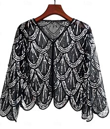 economico -Retrò Vintage Anni Ruggenti Anni 1920 Cappotto Scialli Il grande Gatsby Invitato al matrimonio Paillettes Per donna Halloween Carnevale Mascherata Matrimonio Ospite di nozze Evento / Festa Adulti
