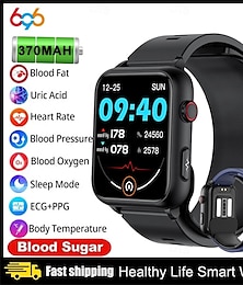 abordables -696 TK63 Montre intelligente 1.91 pouce Smartwatch Montre Connectée Bluetooth ECG + PPG Surveillance de la température Podomètre Compatible avec Android iOS Hommes Mode Mains-Libres Rappel de Message