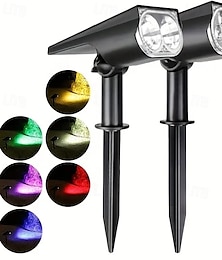 abordables -2/7led projecteur solaire extérieur étanche jardin cour pelouse paysage lumière colorée rvb lumière de pelouse pour bord de route villa parc jardin décor lumière 1pc