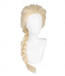 baratos -Peruca cosplay ondulada parte intermediária peruca uma cor mistura de cabelo sintético marrom perucas brancas femininas perucas de halloween