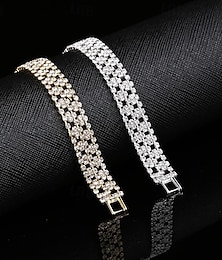 economico -Per donna Bracciali a catena e maglie Classico Matrimonio Di tendenza Personalizzato Semplice Rame Gioielli braccialetto Argento / Oro Per Ufficio Sport Appuntamento Festa della mamma Festival