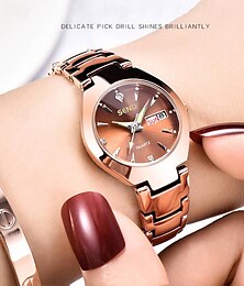 cheap -New Seno Brand Women'S Stainless Steel Watch Decorative Calendar Week Display Quartz Watch Double Calendar Waterproof Leisure Ladies Wristwatch