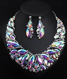 economico -Set di gioielli 3 pezzi Strass Lega 1 collana Orecchini Per donna Elegante Vintage Moda geometrico Di forma geometrica Parure di gioielli Per Matrimonio Feste Invitati del matrimonio